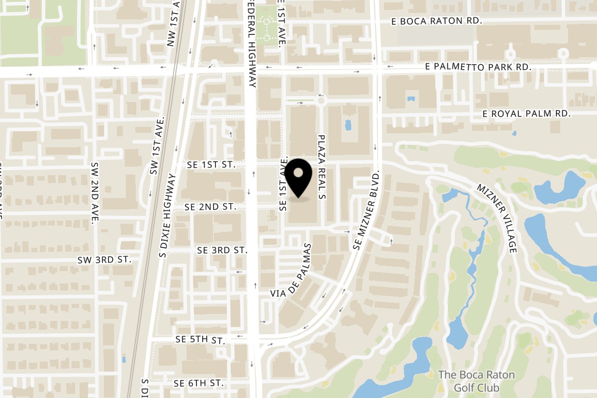 Map showing the location of Lemongrass Asian Bistro Sushi Boca Raton on 101 Plaza Real S in Boca Raton
